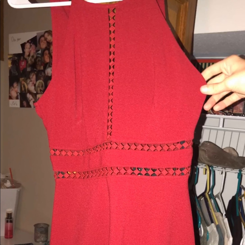 dark red dress